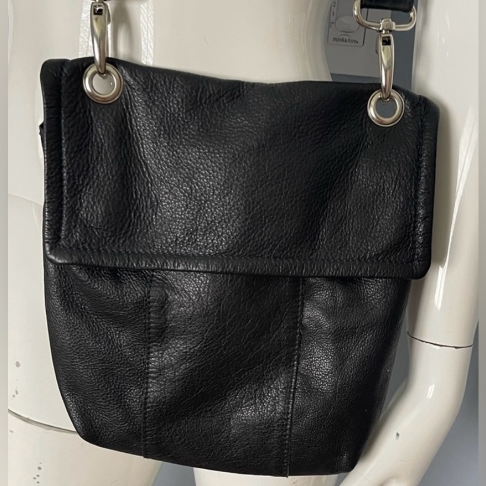NWOT Vera Pelle Black Leather Crossbody Bag